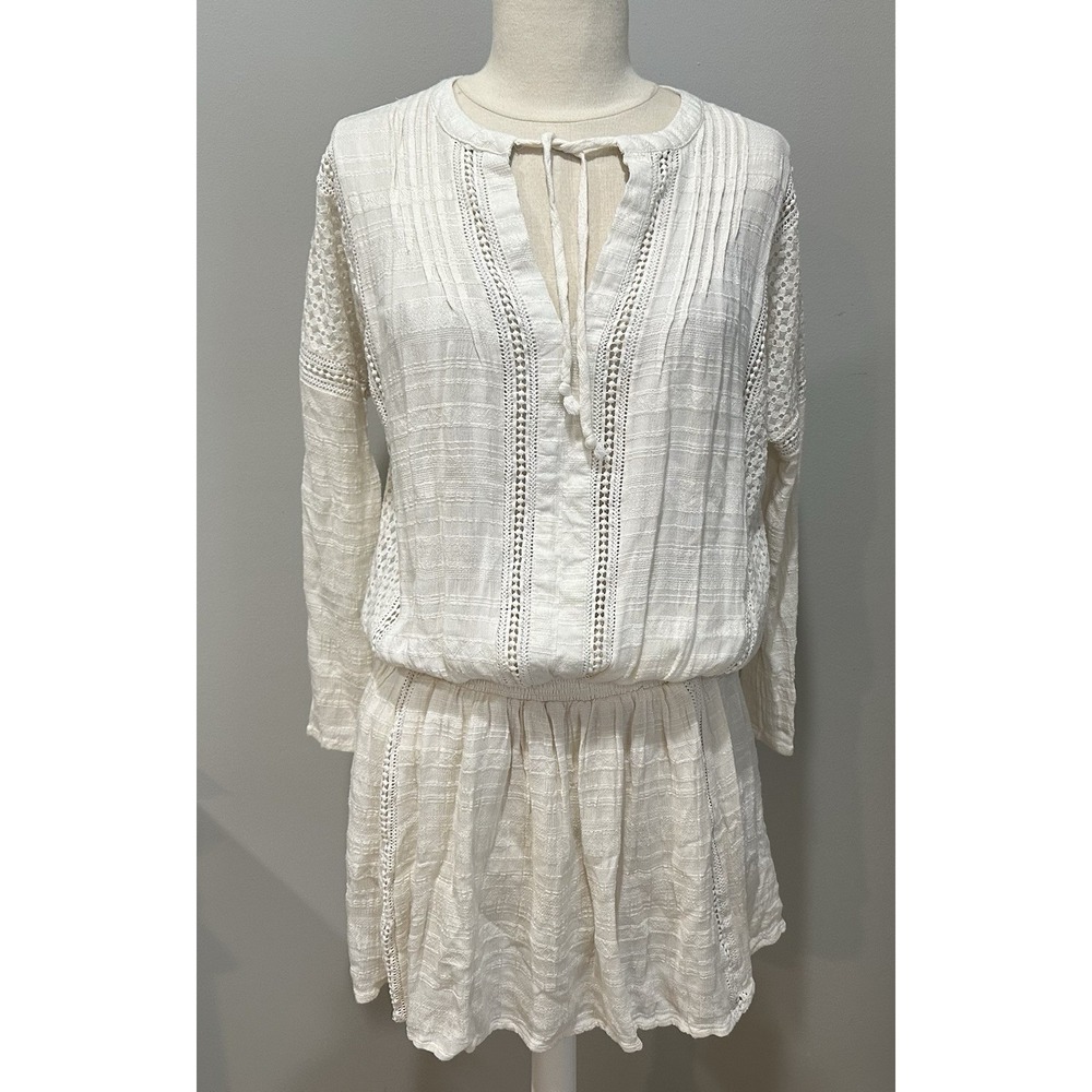 Free People Peasant Dress Ivory Cream Size Small Boho Crochet Coastal Festival